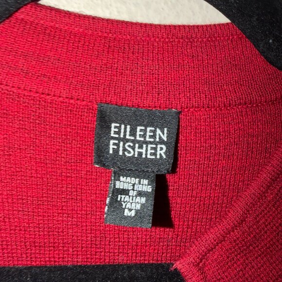 NEW Eileen Fisher Red Wool Open Front Cardigan Size M - Picture 4 of 6